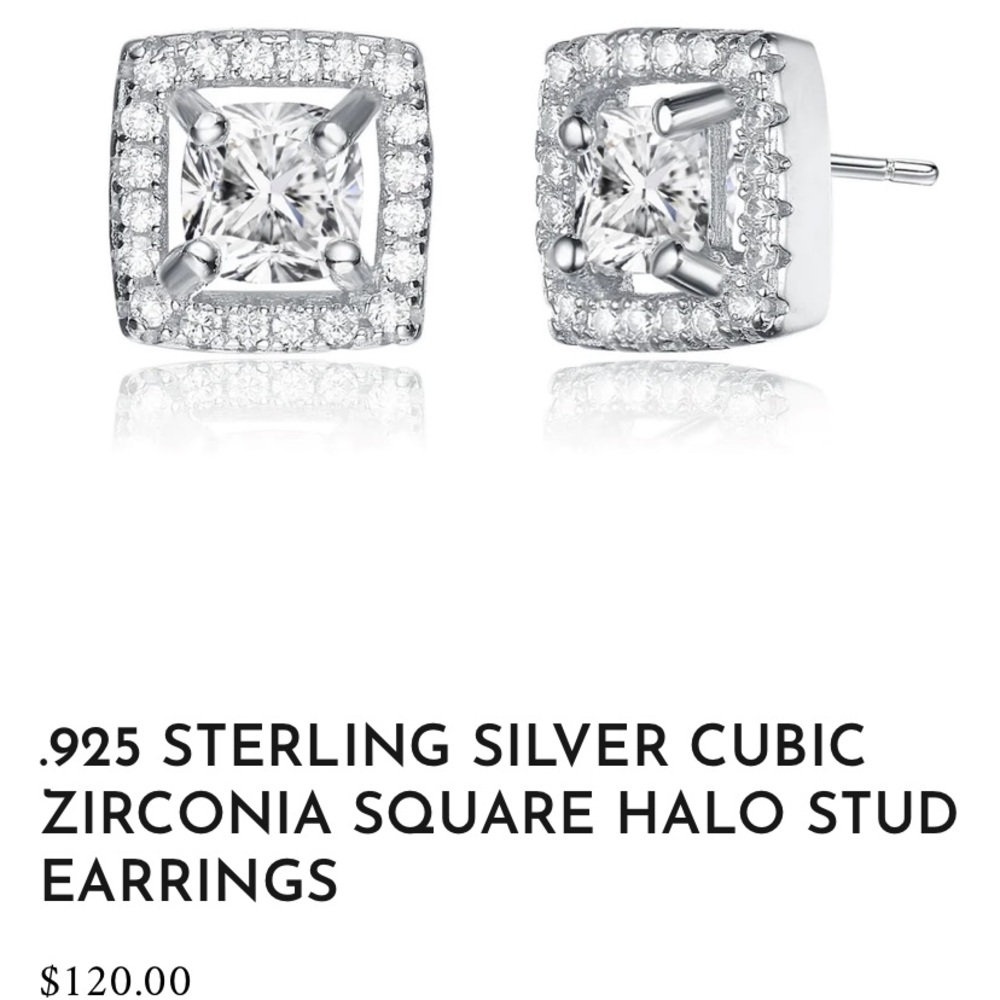 Genevieve Halo Square Stud Earrings NWT
